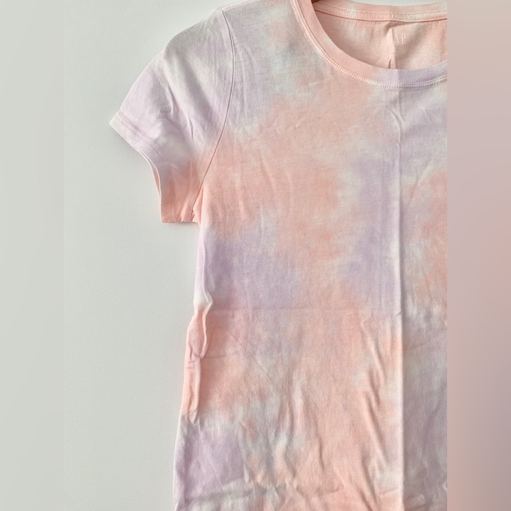🌟PRICE DROP🌟 NWT! GAP peach + purple crew neck TIE-DYE TSHIRT Size XS Petite - Picture 3 of 5